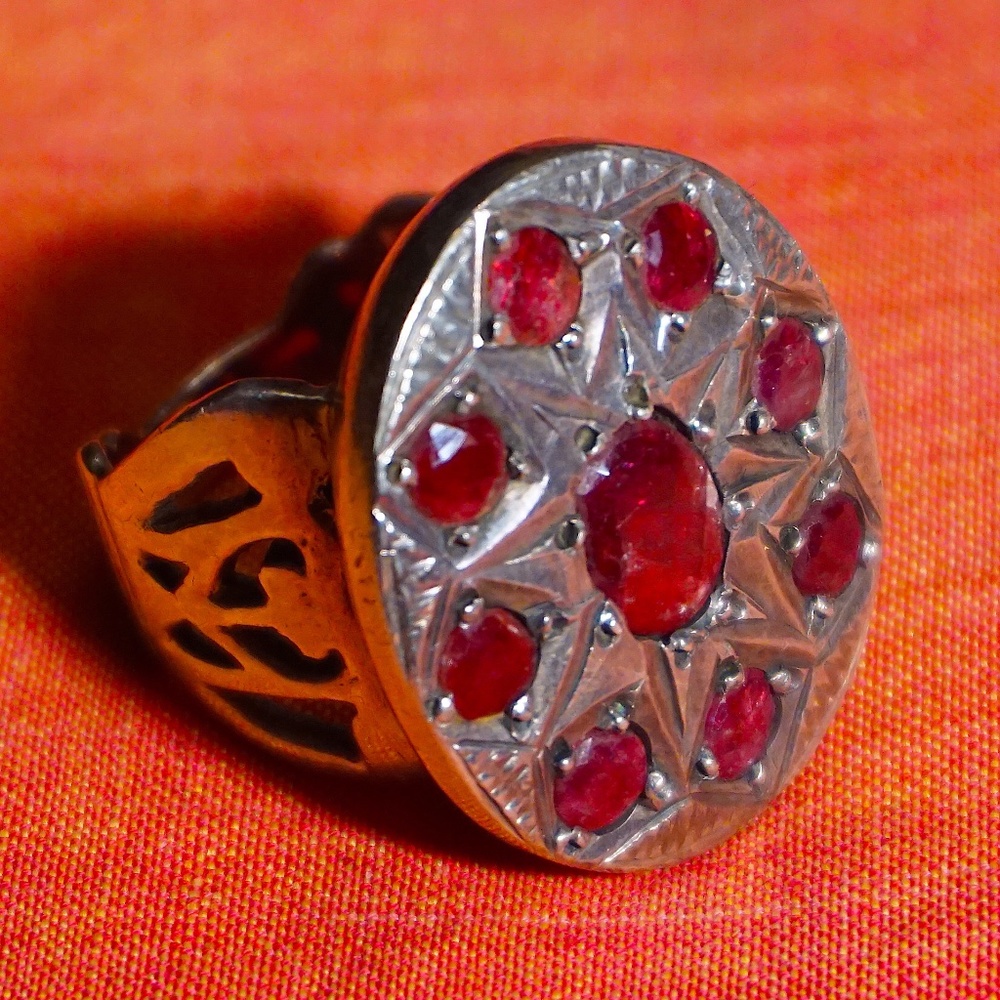Earth Mined Ruby Gorgerous Chunky Silver Ring - image 2
